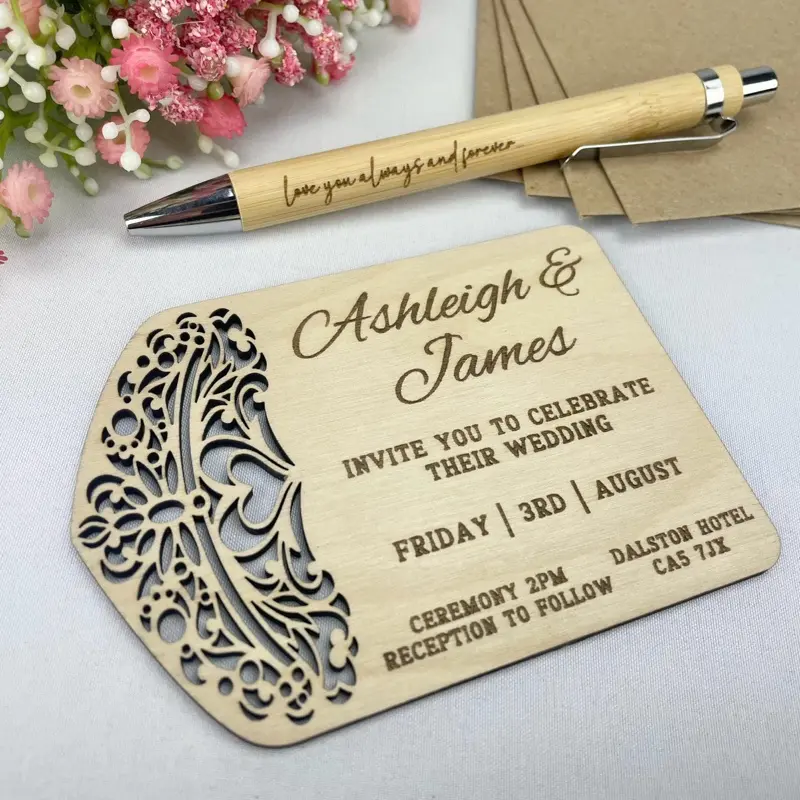Personalised Wooden Save The Date Invitations with Magnet or Without