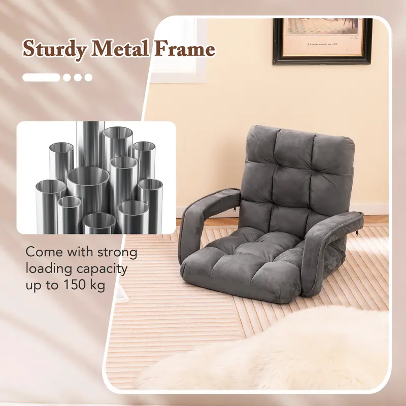 COSTWAY Floor Gaming Chair for Adults with Back Support and Adjustable 6-Position 3