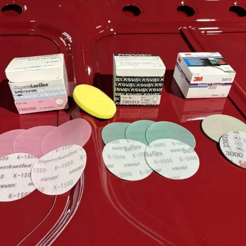 Kovax 3” sanding discs kit 1500,2000 +3000 Trizact 3” and low velcro interface pad 3”