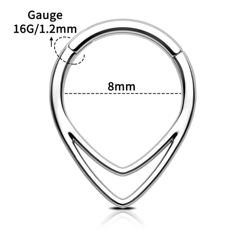 Oufer 16G Double Hoop Hinged Segment Triangle Septum Ring 7