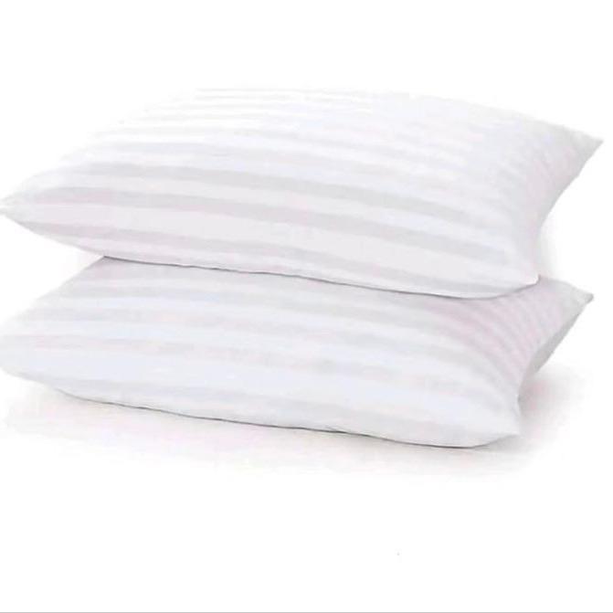 BHS Stripe Bounce Back Pillows - Twin Pack, Hotel Quality, Cotton Breathable, Tufted Machine Washable, Medium Support white skin-friendly 2