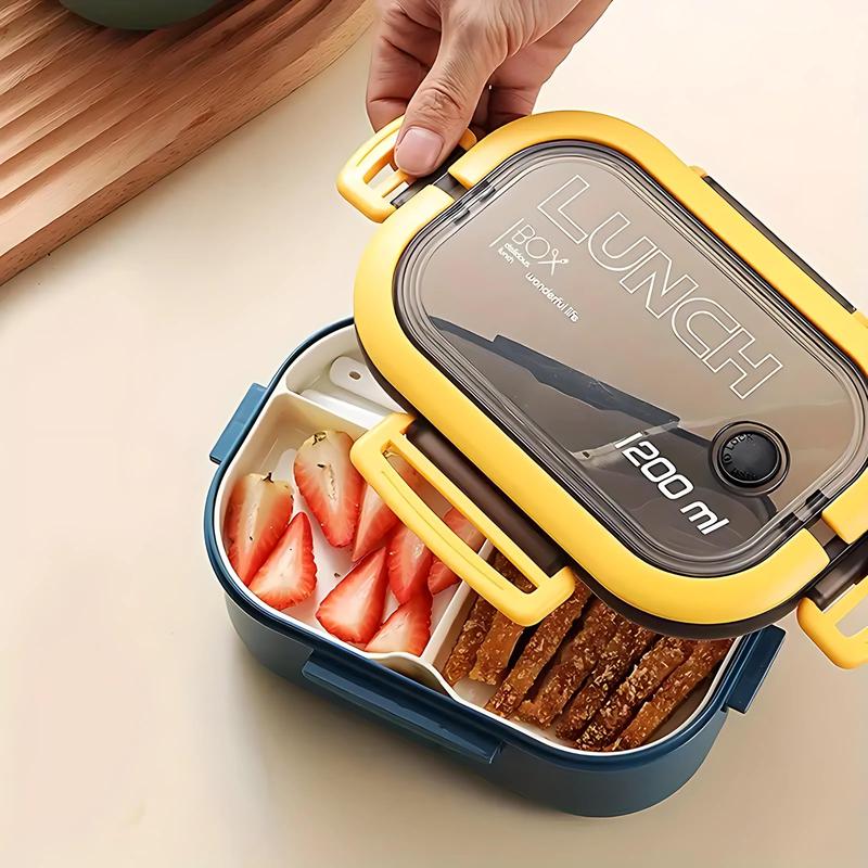 Premium Leak-Proof Dual-Compartment Lunch Box, Microwave-Safe, Spacious, and Easy to Clean with Cutlery Set – Ideal for Meal Prep, Work, Office, School, Travel and Picnic Modern  Bento Box for Kids, Adults, Food Storage, Reusable Lunchbox ,Tableware heate 5