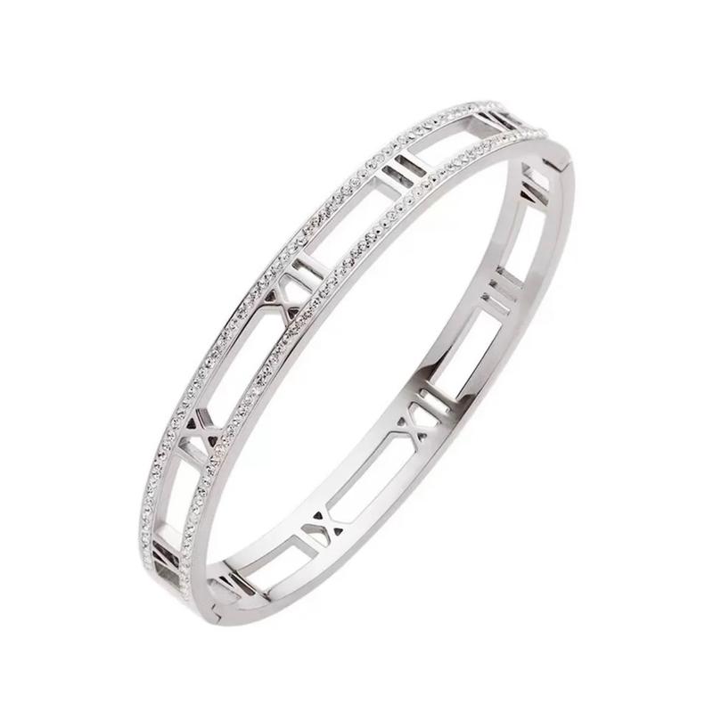 Demii Bangle roman numeral with diamanté gold silver 1