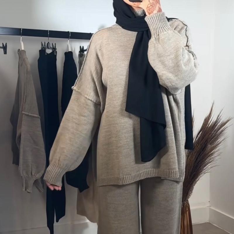 Round high neck knit Coord set 6