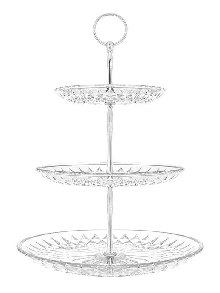 ECOVEND 3 Tiers Cake Stand, Round Silver Cupcake Display Stand, Clear Acrylic Dessert Fruit Plates, Afternoon Tea Stands for Party Wedding Birthday - Decor