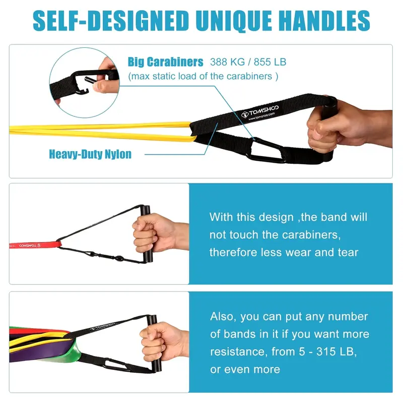 5 Packs Pull up Assist Bands Set Resistance Loop Bands Powerlifting Exercise Stretch Bands with Door Anchor and Handles 5