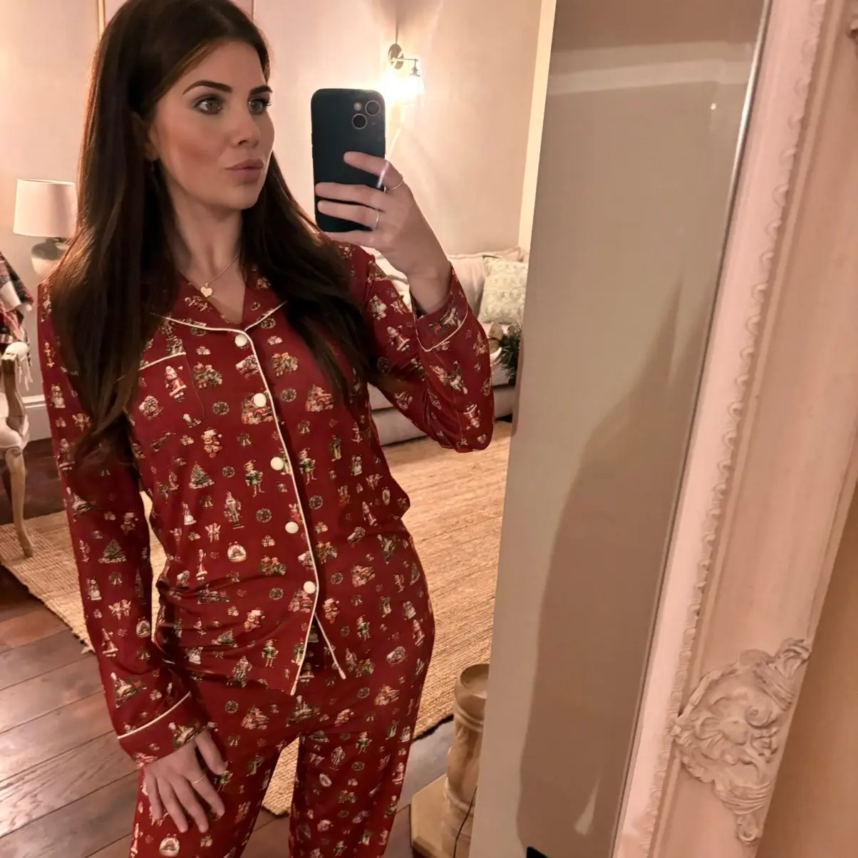 Women’s family matching Christmas PJs traditional red Santa snowman vintage pyjamas