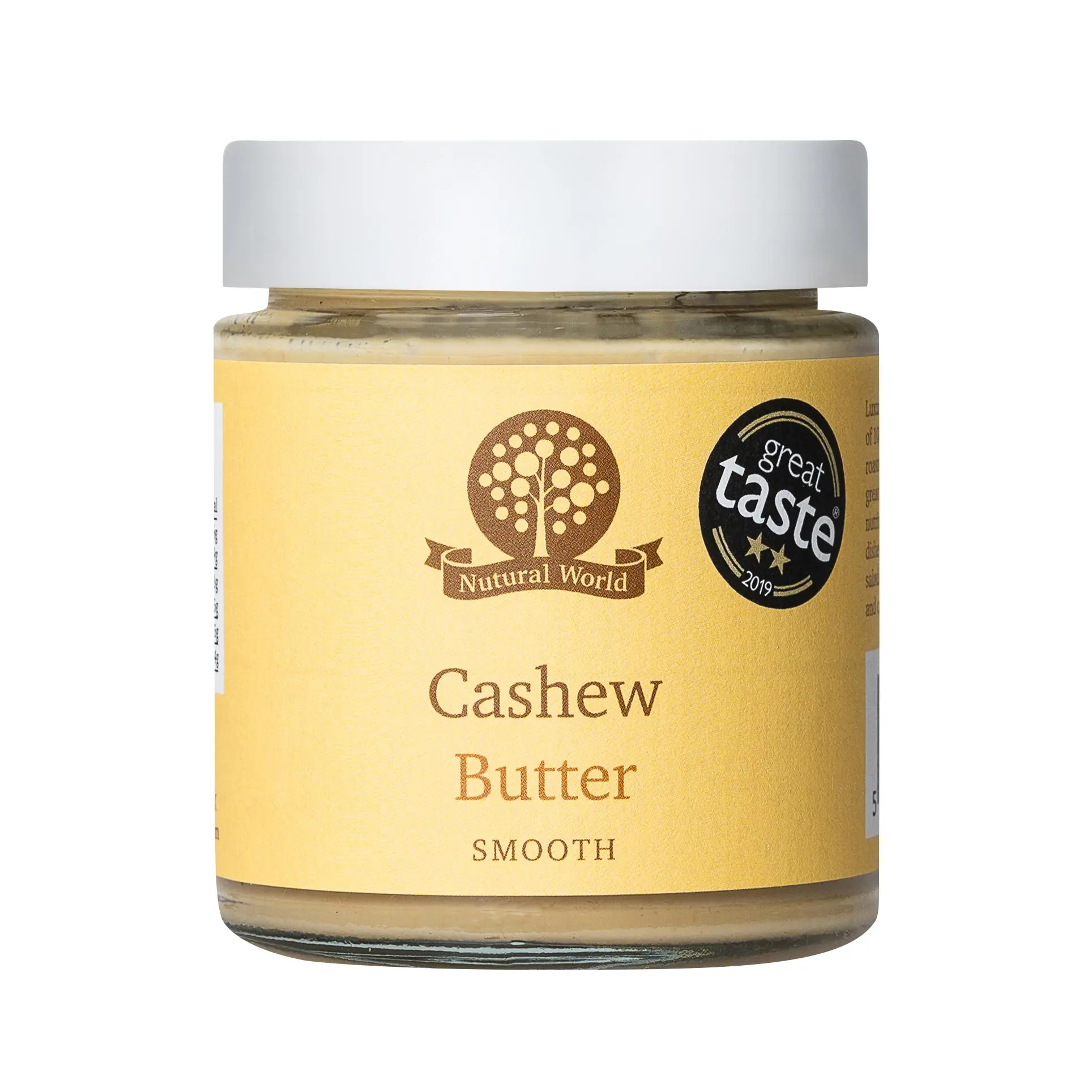 Nutural World - Smooth Cashew Nut Butter (170g) Great Taste Award winner - 100% pure single ingredient Flavor Salt Pasta