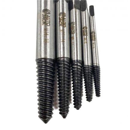 Autojack 5 Piece PCE Damaged Screw Bolt Extractor Set - Screw Extractor Drill Bit Set - Stripped Screw Stud Bolt Remover Tool 4