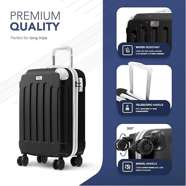 LUGG 20 Inch Skywander Lightweight Travel Cabin Bag - Carry On Approved Suitcase, ABS Shell Protection, Water Resistant & Safe Locking System - Easyjet Overhead Compliant (55x20x35cm) 2