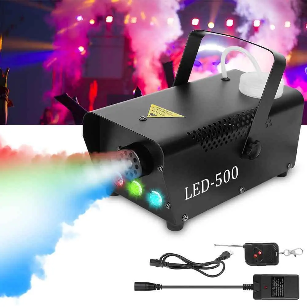 500W Fog Smoke Machine DJ Stage Fogger Effect RGB 3 LED 3IN1 Multi Color Remote