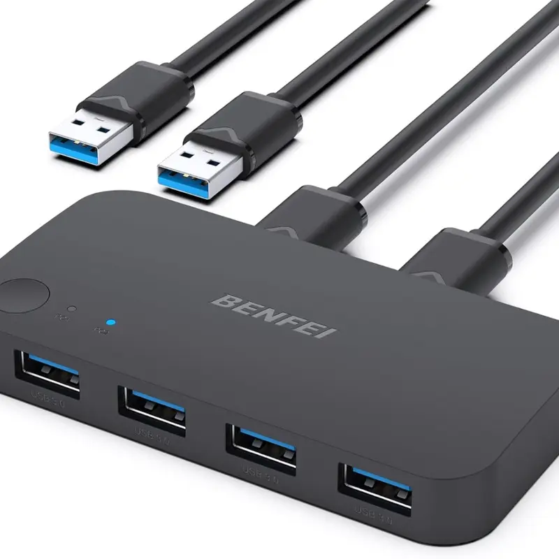 USB Switcher 2 Computers Share 4 USB for PC Mouse Keyboard Printer Scanner, USB KVM Switch Selector Compatible with Windows, Mac, Linux 0