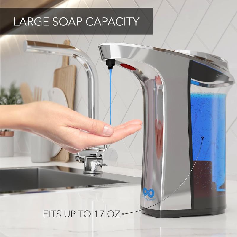 Touchless Automatic Soap Dispenser White & Silver - Wash Hands 1400x on a Single Fill, Large Tank (17oz) - Electric Liquid Soap Dispenser for Bathroom, Kitchen Countertop - Fun for Kids, Adults 5
