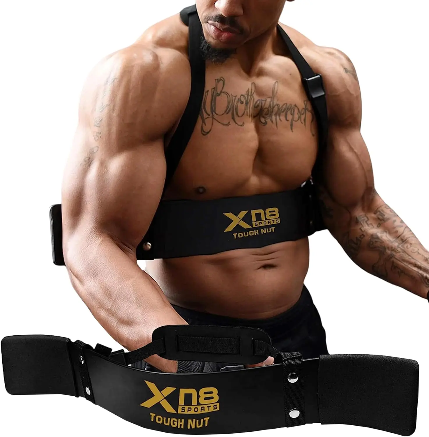 XN8 Arm Blaster Bicep Curl Isolator Blaster Bomber with Adjustable Strap for Gym Bodybuilding Weightlifting Training and Tricep Workout