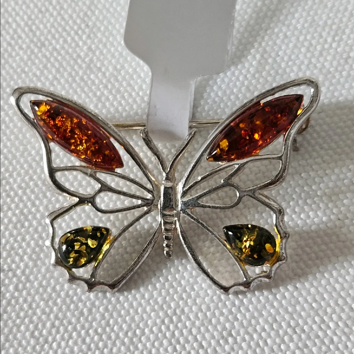 925 sterling silver amber butterfly 3cm x 2cm