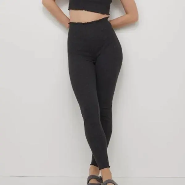 H&M Ladies Grey Ribbed Leggings - X-Small & Small Sizes - Bottom, Womenswear