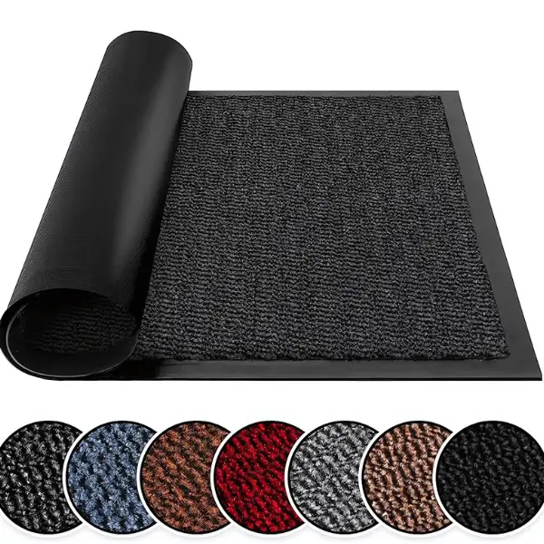 Washable Door Mats Indoor & Outdoor - Non-Slippery Heavy Duty - Stylish & Large Rubber - Perfect Dust Grabbing Doormats (Anthracite, 40cm x 60cm)