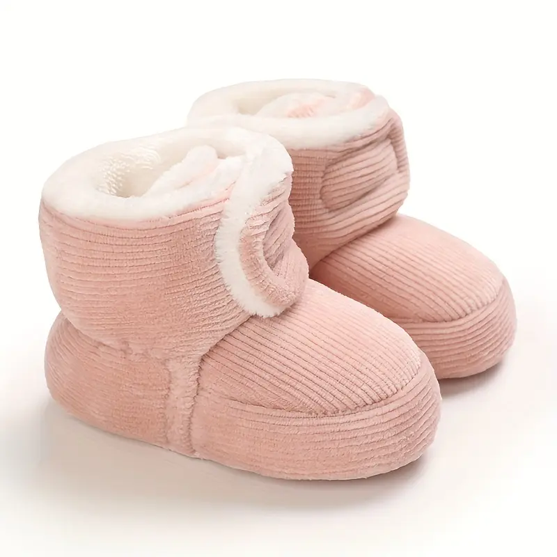 Comfortable Boots With Hook And Loop Fastener For Baby Boys And Girls, Soft And Warm Plus Fleece Boots For Indoor Outdoor Walking, Winter 4