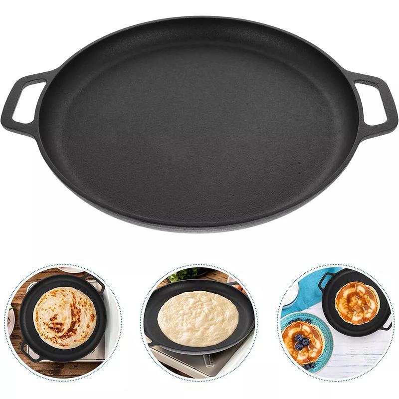 Non-Stick Cast Iron Round Grill Pan for Cooking Pizza and Griddles - 30cm and 35cm - Cookware 4