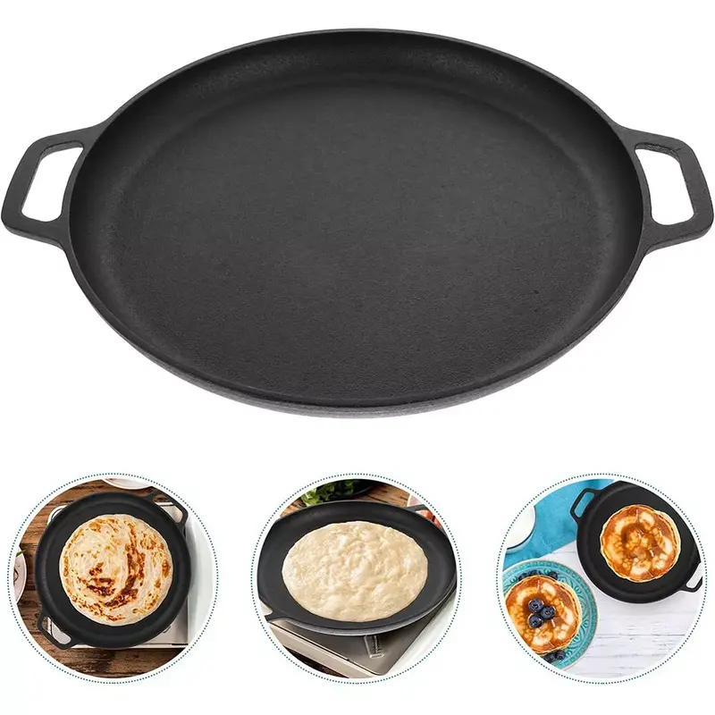 Non-Stick Cast Iron Round Grill Pan for Cooking Pizza and Griddles - 30cm and 35cm - Cookware 4