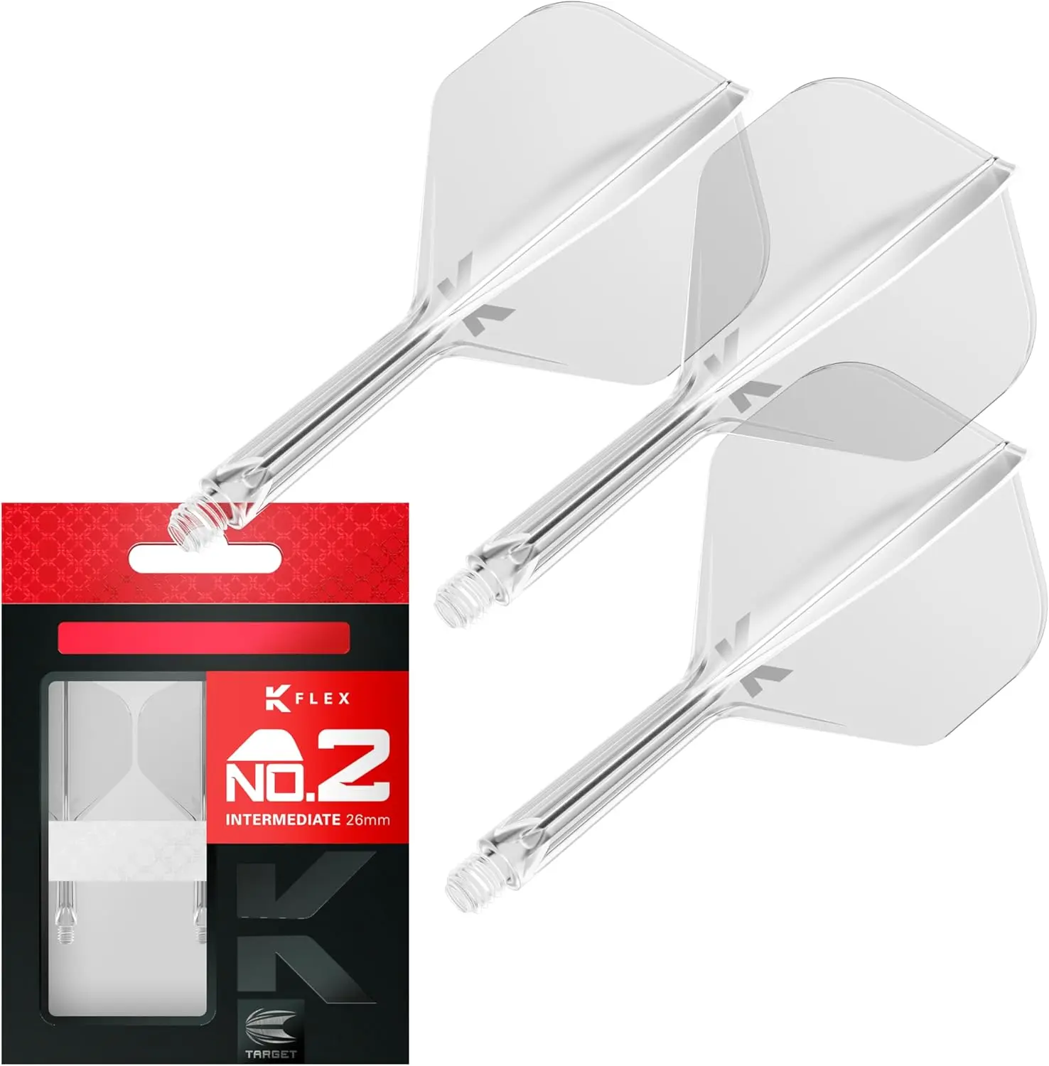 Darts K Flex Integrated Dart Flights And Shafts, No.2 | Pack Of 3 K-Flex - No2, Kflex All In One Moulded Dart Flight & Stem Lengths: Short, Intermediate & Medium | Professional Dart Accessories