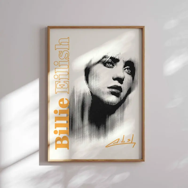Billie Eilish - Digital Poster.Movies Poster.Films Bedroom Posters.Vintage Lovers Fan Gift.Minimalist Wall Art "
