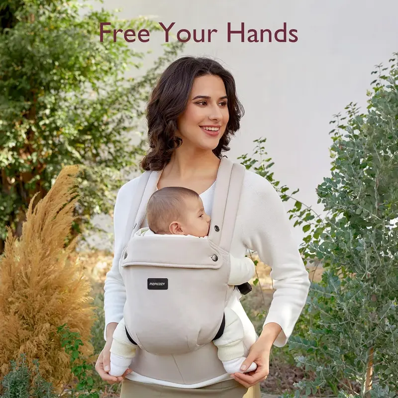 Baby Carrier - Ergonomic, Cozy and Lightweight Infant Carrier for 7-44lbs, Effortless to Put On, Ideal for Hands-Free Parenting, Enhanced Lumbar Support, Khaki 6