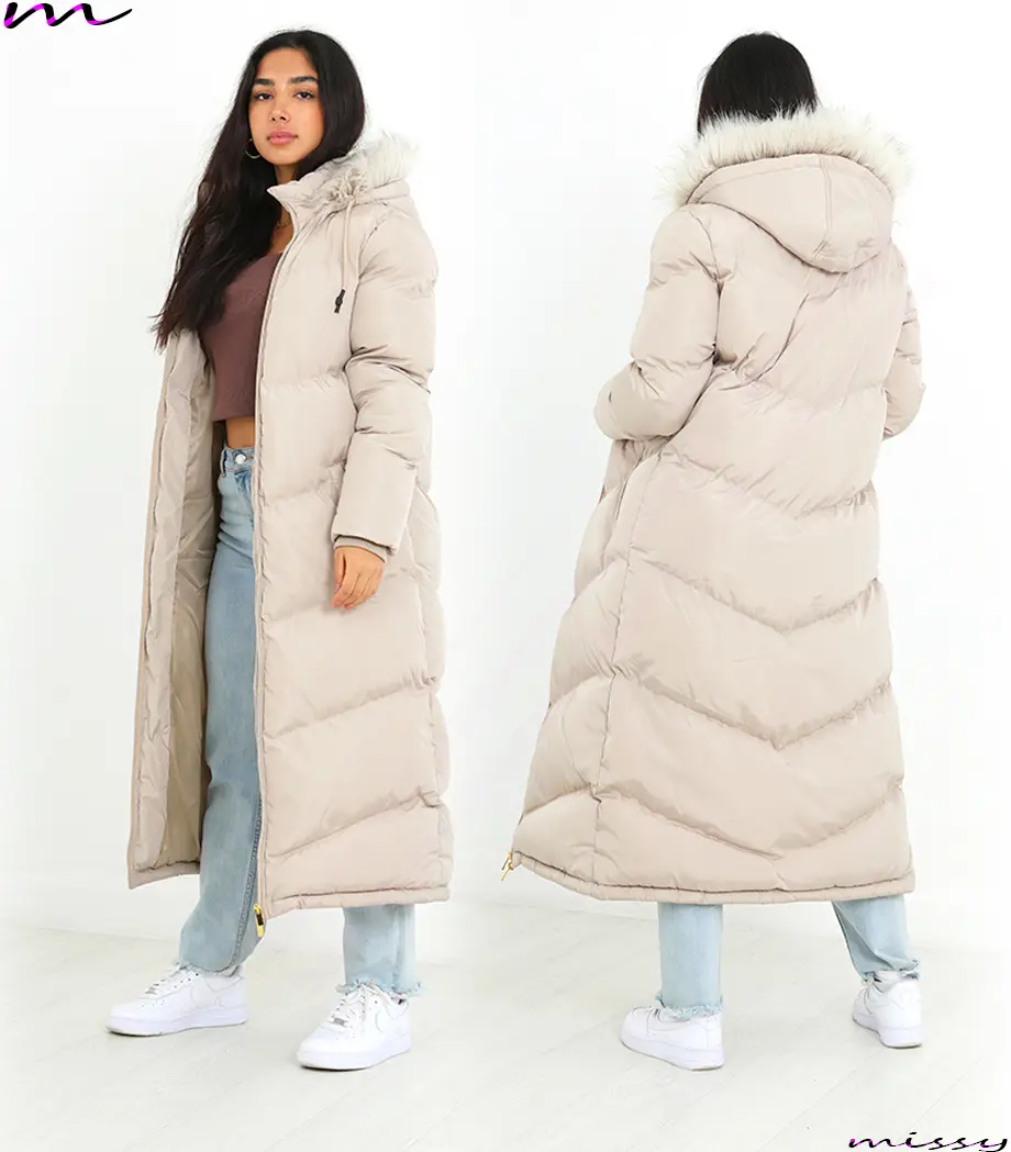 NEW Womens LADIES MAXI LONG PUFFER PARKA Quilted WINTER COAT FUR HOOD LONG Womenswear Jackets Outerwear Long Sleeve Tops Underwear Lady Longsleeves Comfort Fitted
