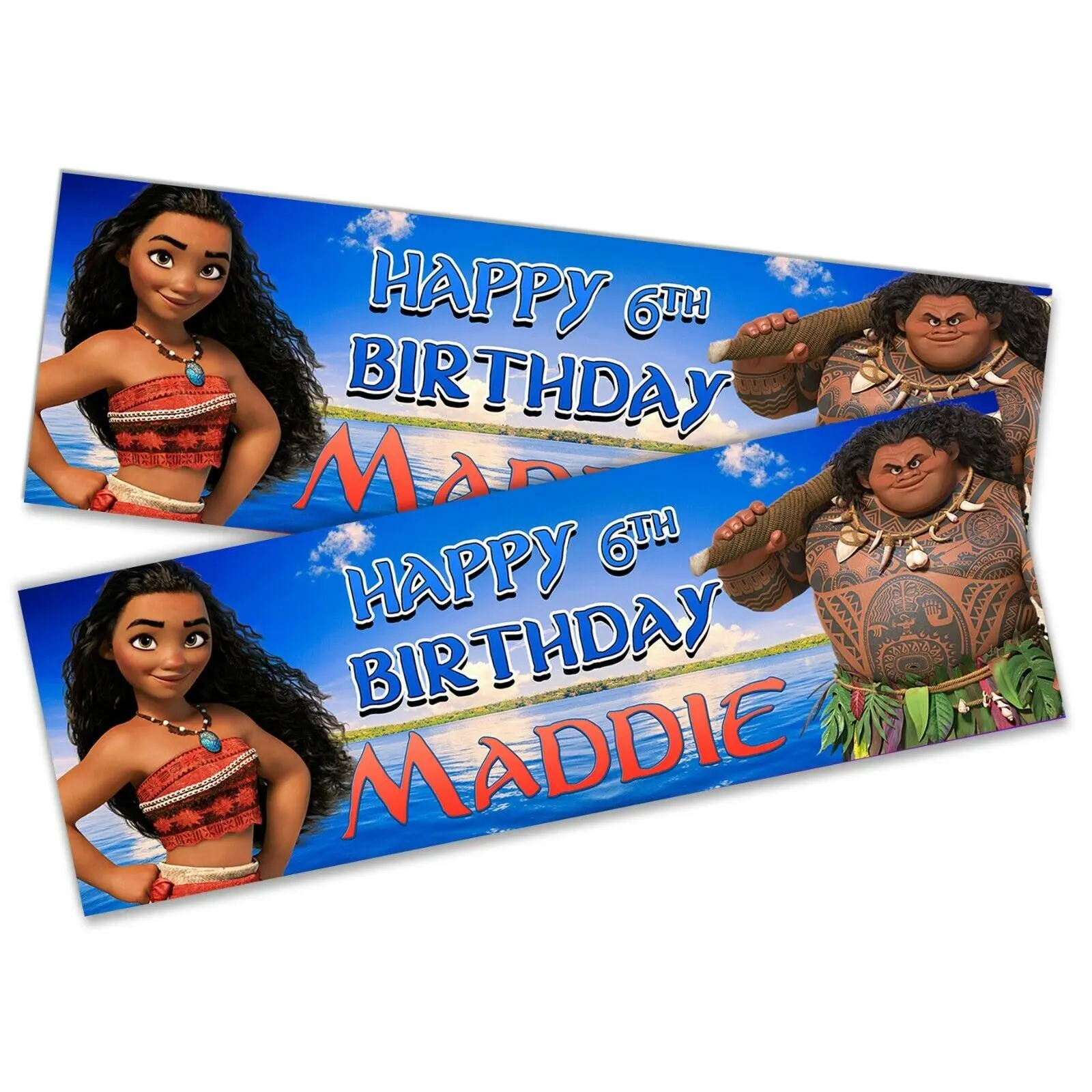 x2 Personalised Birthday Banner Moana Children Kids Party Decoration Poster 10