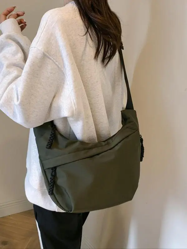 Women's Solid Large Capacity Crossbody Bag, Fashionable Lightweight Shoulder Bag for Daily Commute, Large Capacity Zipper Crossbody Bag for Work & Daily Used, Crossbody Purses 2024