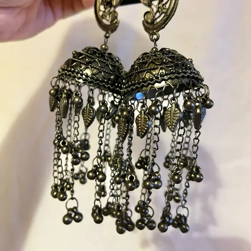 Extra Long Dark Color Kaan Jhumka - Indian Jewelry earing 1