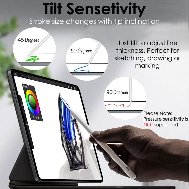 iPad Pencil with Palm Rejection/Tilt Sensitivity/Magnetic Attach iPad Pencil for iPads 2018 Onwards, iPad Pencil for iPad 6/7/8/9th Gen iPad Pro 12.9/11'' iPad Air 3/4/5th iPad Mini 5/6th Wireless apple pencil USB C 5