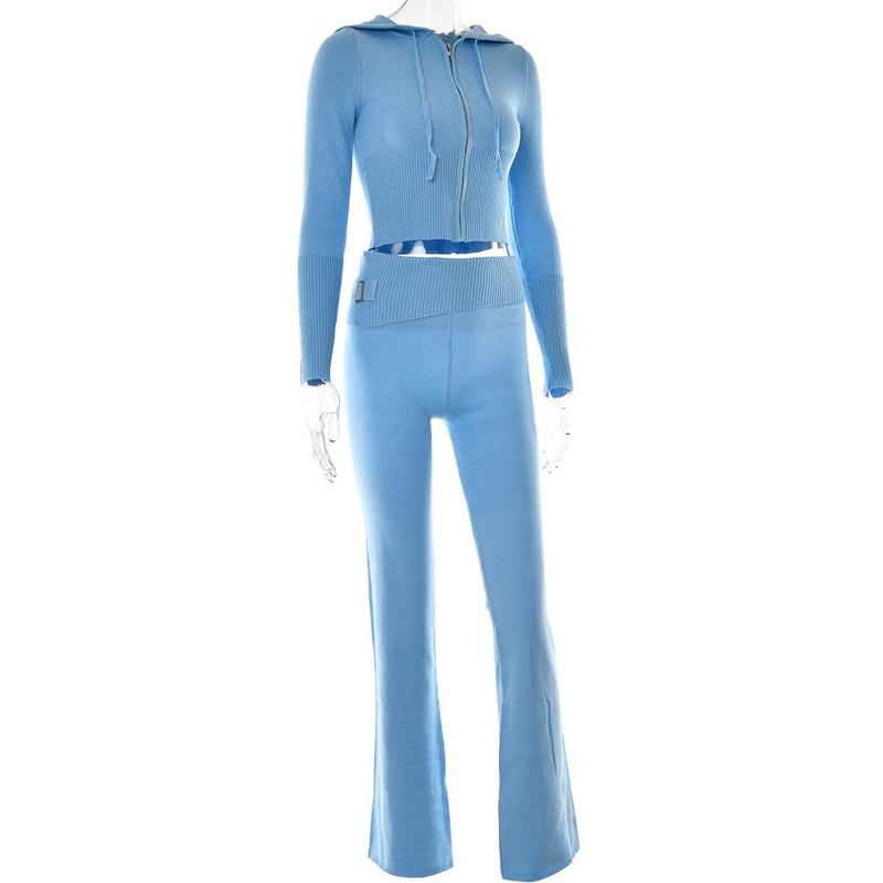 Product Introduction of New Knitted Hooded Women's High-Waisted Two-Piece Set - Basic Minimalist Lady's Suit - Gamis, Clothing 8