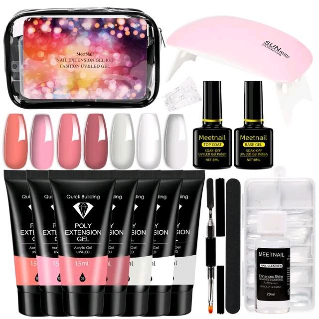 16pcs Poly Gel LED UV Nail Lamp Builder Nail Extension Kit for Nail Art and Care - Nail Care 0