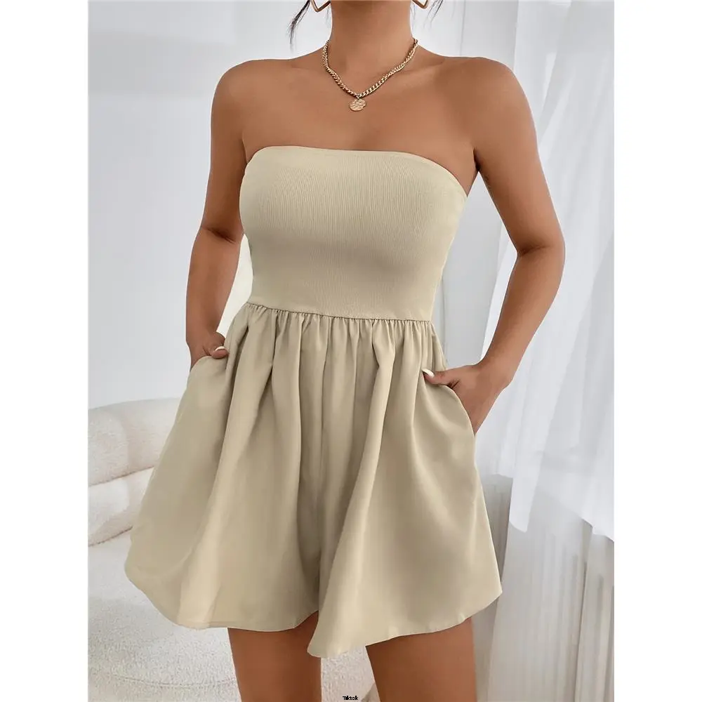 Solid color tiktok Essnce backless jumpsuit