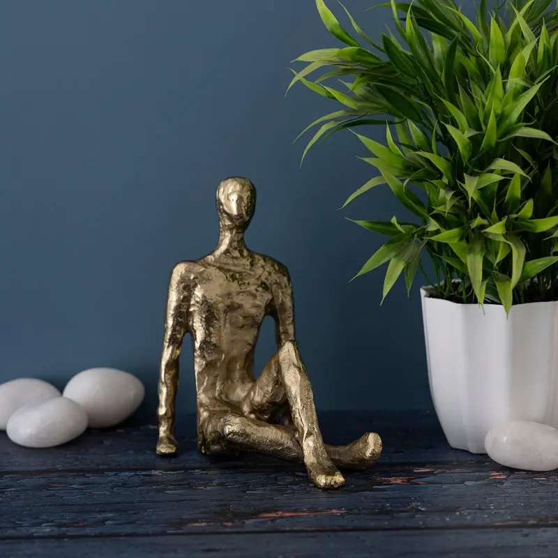 Kingsley Sitting Man Statuette Gold Finish 1