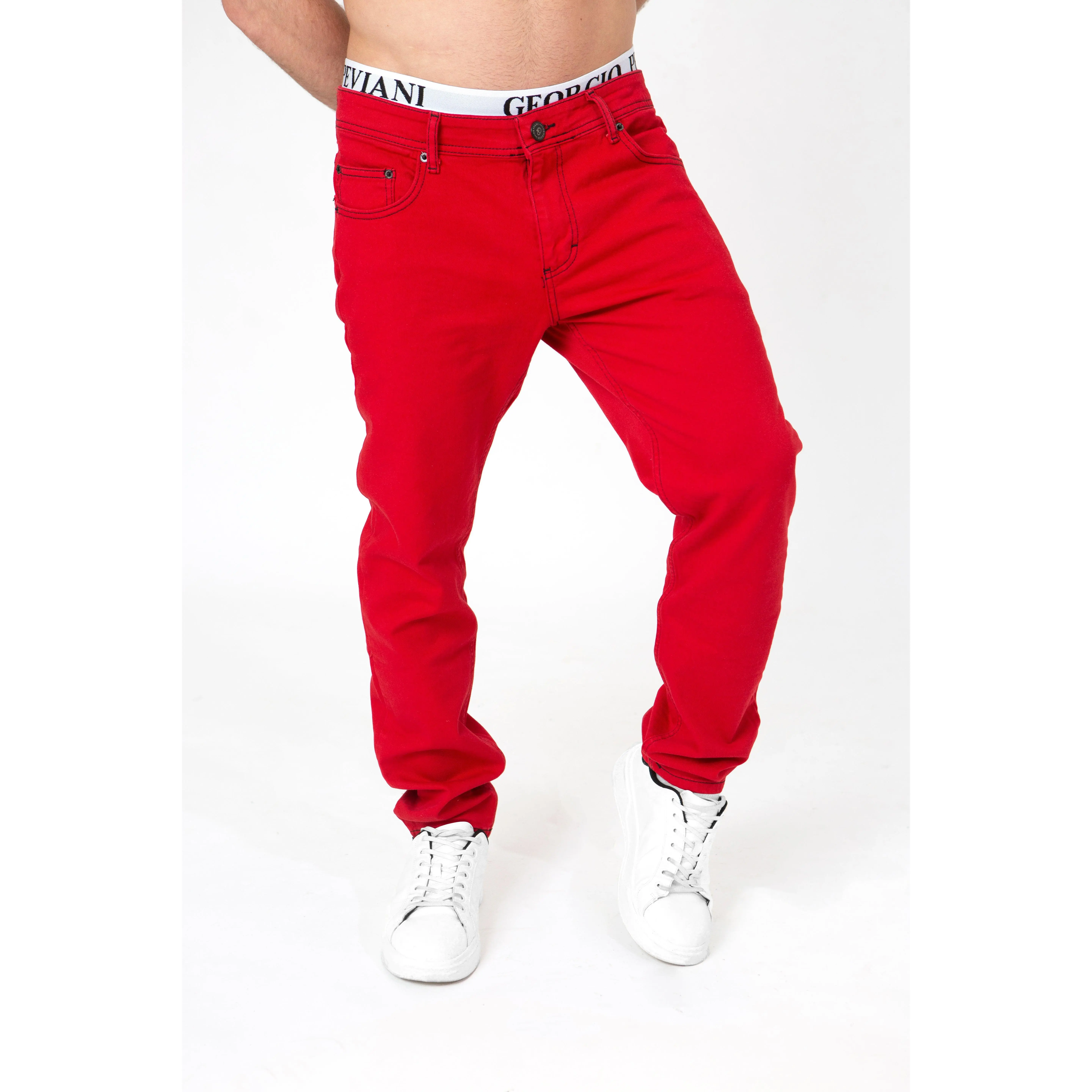 Georgio Peviani Mens Jeans GP-2 RED SLIM FIT Denim JEANS