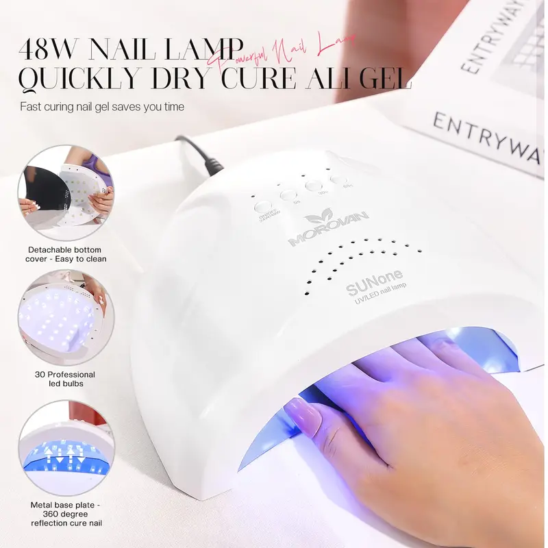 Morovan Poly Gel Nail Kit with LED 48W Nail Lamp Poly Nail Extension Gel 8 Pcs 0.5oz with Other Basic Poly Gel Nail Art Tools Poly Gel Nail Set Nail Art Supplies 3