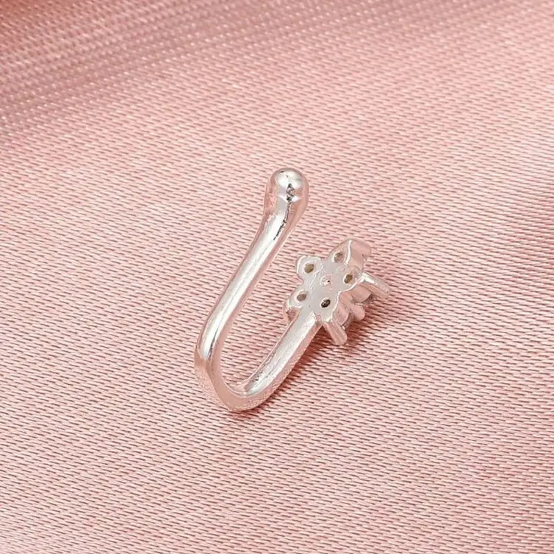Copper Cubic Zirconia Decor Nose Cuff For Women And Men, Punk Non Piercing, A Fashionable Body Jewelry Gift For Any Occasion 7