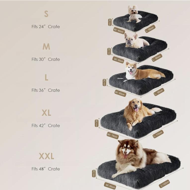 Dog Bed Soft Pet Cushion Large Dog Crate Puppy Cat Mattress Washable Pad Mat xl fluffy 1