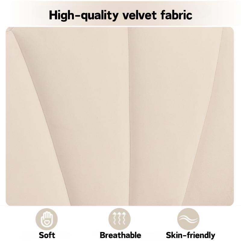 Velvet upholstered bed,90*190cm/ 135*190cm/ 150*200cm, shell-like bed with golden iron legs, height-adjustable headboard, wooden slatted frame, Beige 3