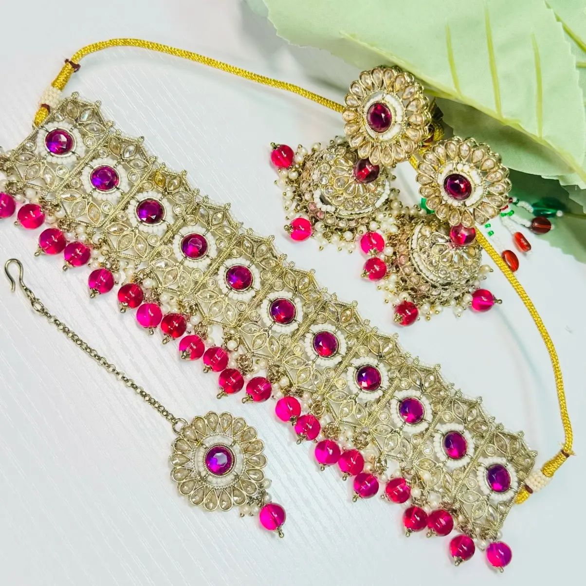 Ameena Mehendi Polki Kundan Choker Necklace Birthday Auspicious Anniversary Engagement Female Wedding