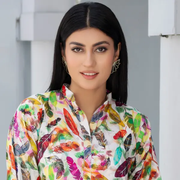 Readymade womenswear Linen Ethnic Floral Printed CO-ORDS-1452-white printed Trouser Fit