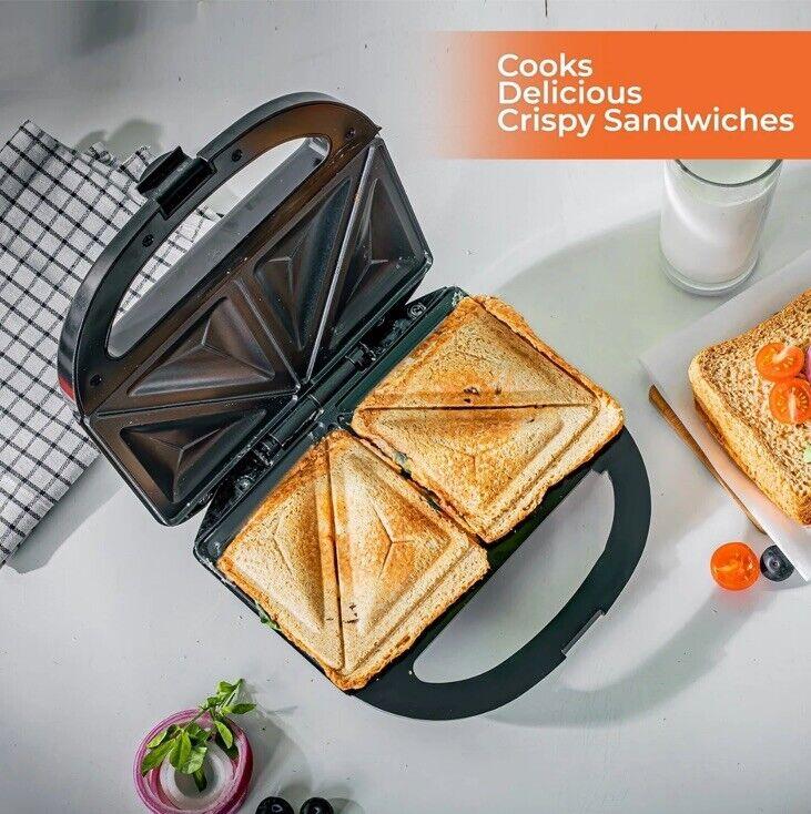 Product Introduction of Geepas 750W Toastie Maker 2 Slice Sandwich Toaster Machine Non-Stick Easy Clean 9