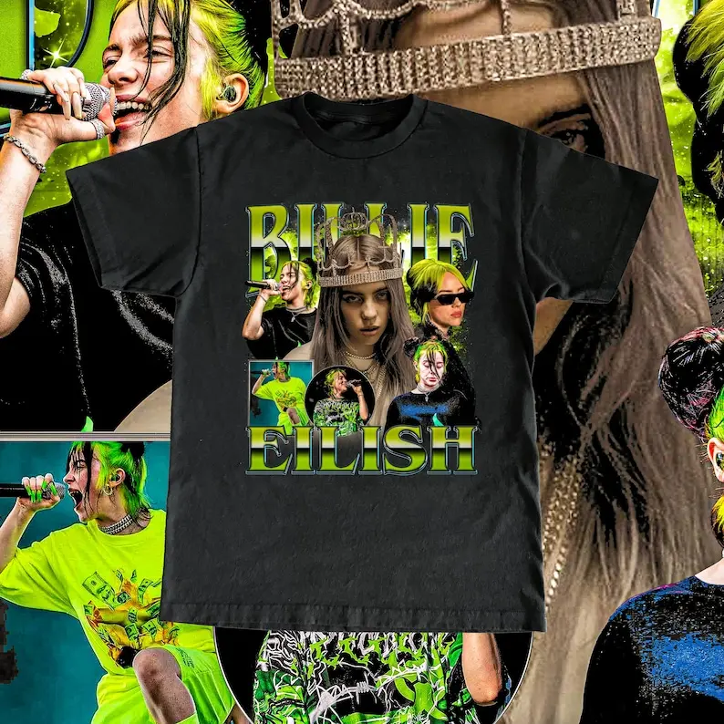 Vintage Billie Eilish Shirt - Custom Vintage Design High Quality Tee, Hit me hard and soft, Birds of a feather, Guess