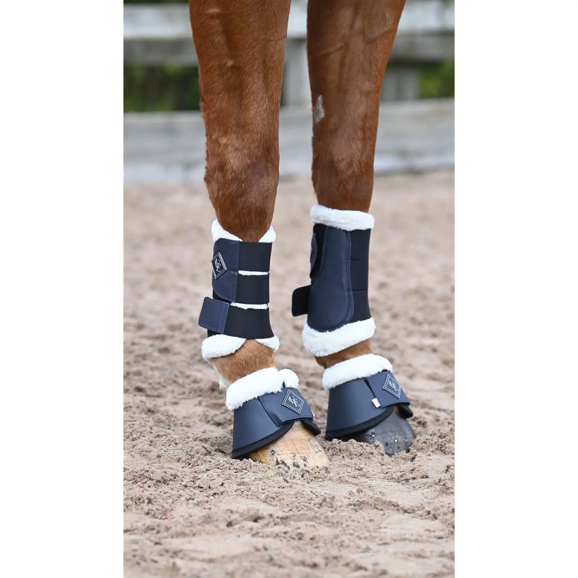 Navy Blue Fleece Trimmed Brushing Boots