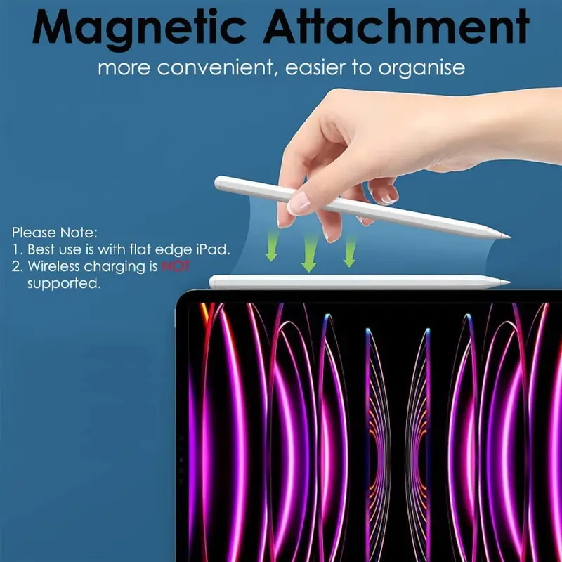 iPad Pencil with Palm Rejection/Tilt Sensitivity/Magnetic Attach iPad Pencil for iPads 2018 Onwards, iPad Pencil for iPad 6/7/8/9th Gen iPad Pro 12.9/11'' iPad Air 3/4/5th iPad Mini 5/6th Wireless apple pencil USB C 1
