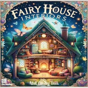 Fairy House Interiors Adult Coloring Book: 50 Enchanting Drawings of the Magical Rooms Within Fairy Houses Paperback – 6 Dec. 2023