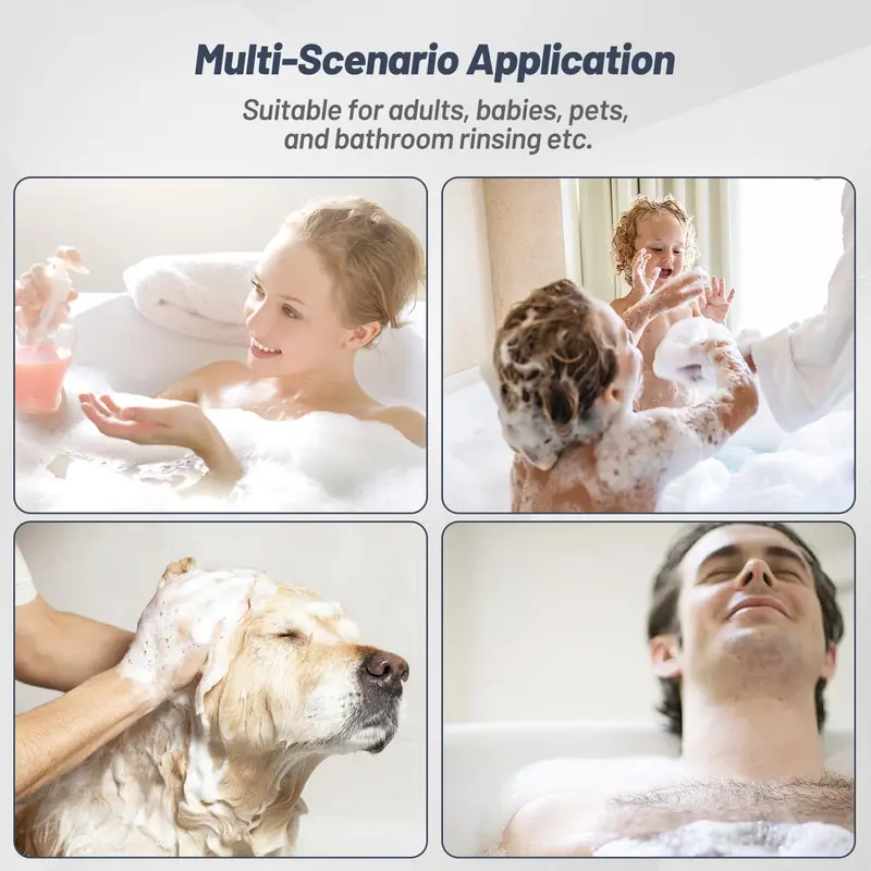 Shower Head Powerful Flow with Beads Filter Pressure Boosting Shower Head Spray with 3 Modes Water Saving Bathing for Adults Children Pets Home and Gym Use (White) 5