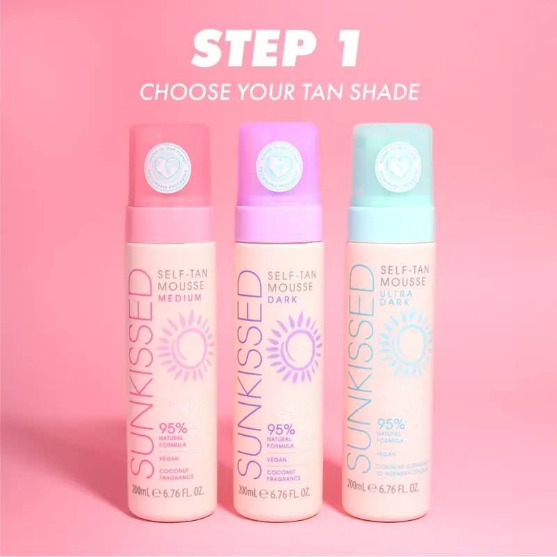 Sunkissed Summer Glow Bundle -Self Tan Mousse, Body Makeup, Facial Tan Mist, Headband, Mitt, Body Brush 1